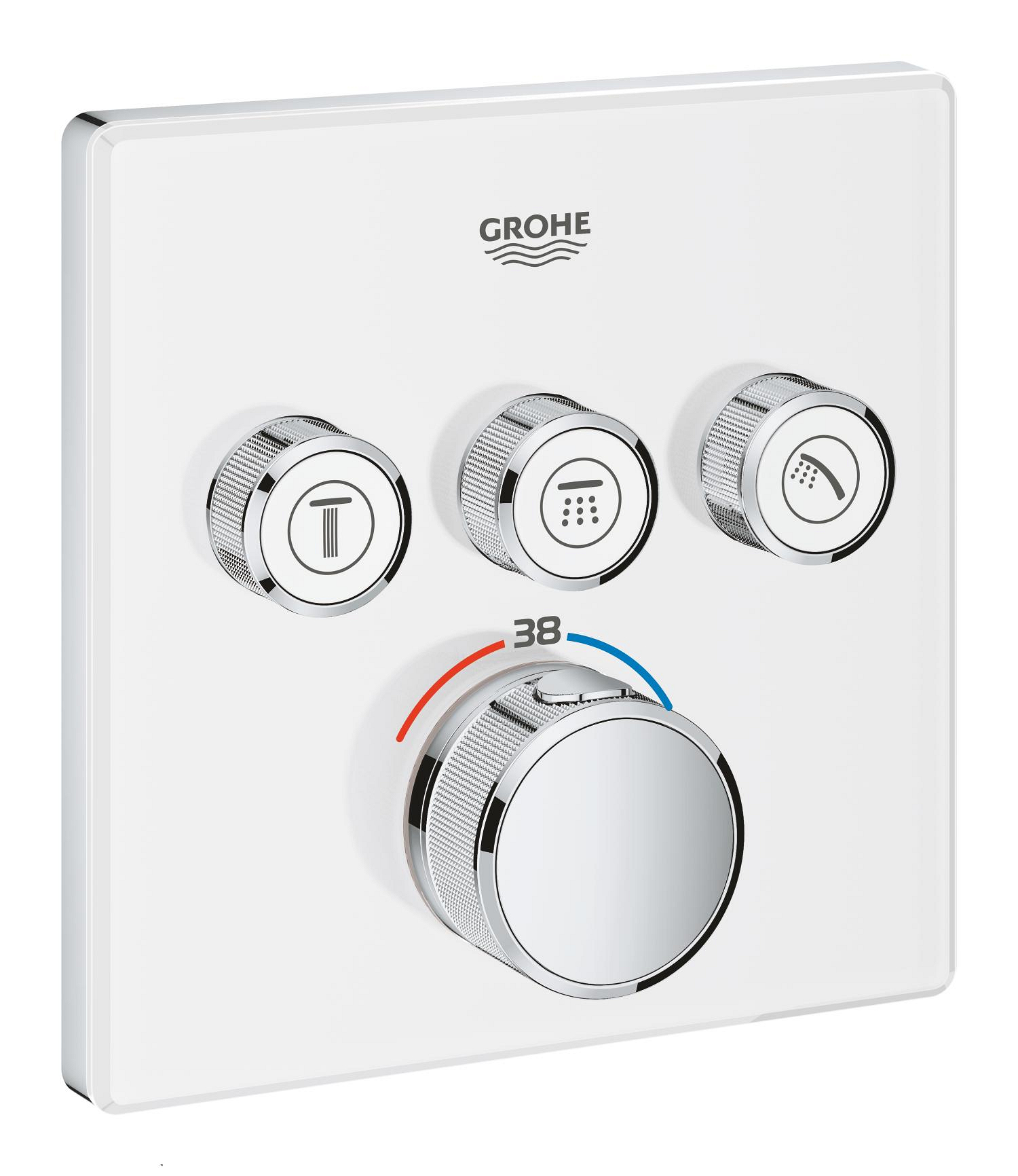 Díl nadomítkový Grohe Grohtherm SmartControl s 3 ventily měsíční bílá/chrom 29157LS0