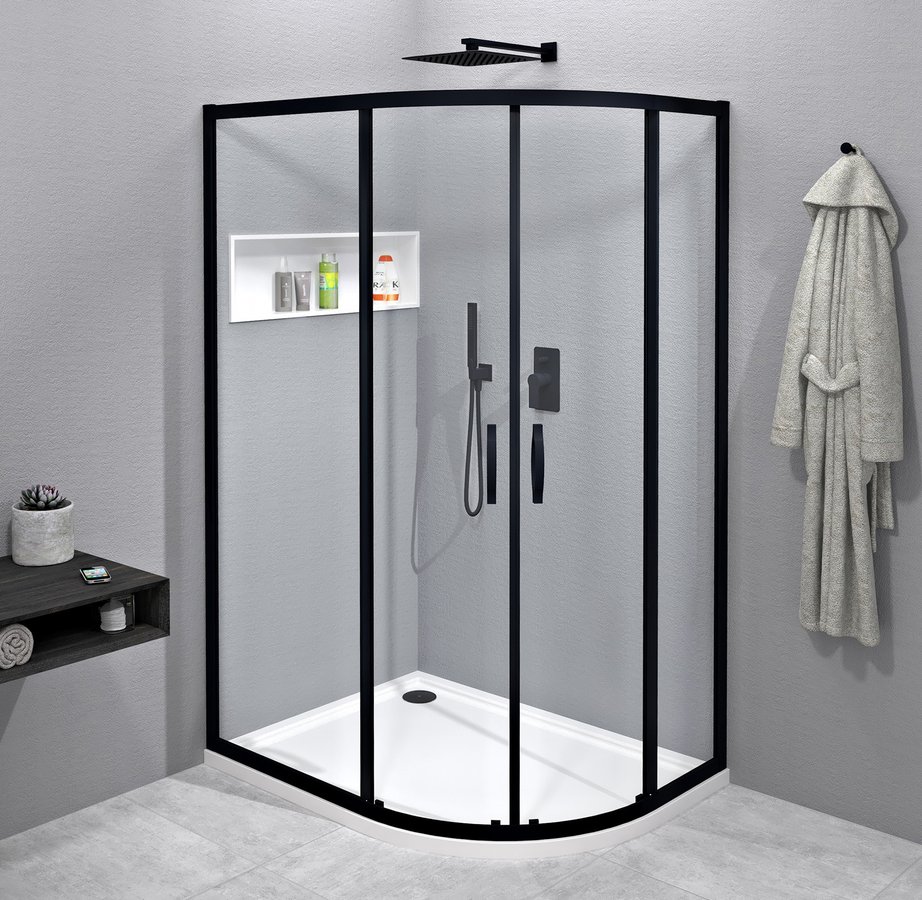 Kout sprchový Gelco Sigma Simply Black 1 000×800 mm černá/čiré sklo R550