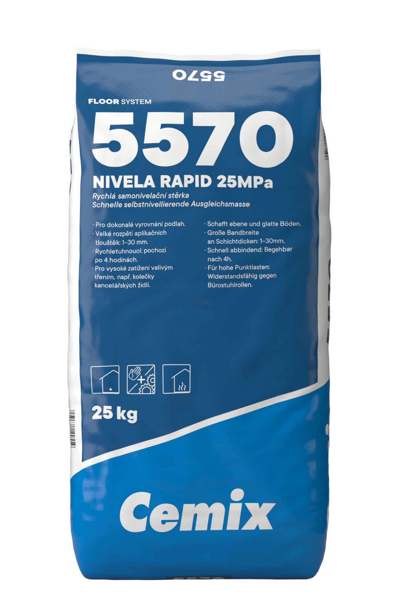 Stěrka samonivelační 25 MPa Cemix 5570 Nivela Rapid 25 kg
