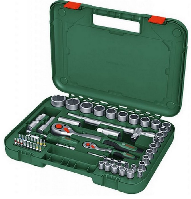 Sada hlavic s ráčnami Bosch 1/2" + 1/4" 57 ks