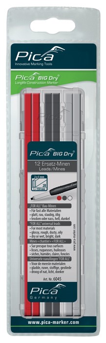Tuhy náhradní hranaté Pica BIG Dry černé/červené/bílé 12 ks