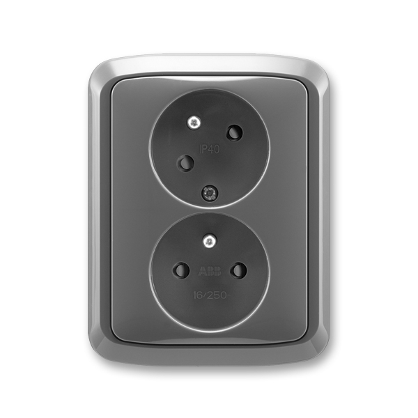 Zásuvka 230 V dvojnásobná kompletní ABB Tango IP 40 kouřová šedá