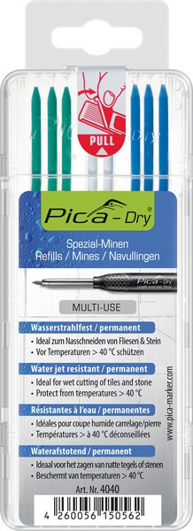 Tuhy náhradní kulaté Pica Dry zelené/bílé/modré 8 ks