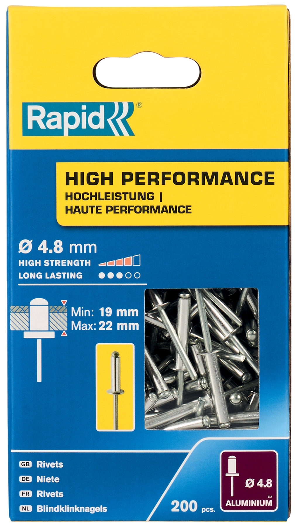 Nýty hliníkové Rapid High Performance 4,8×25 mm 200 ks