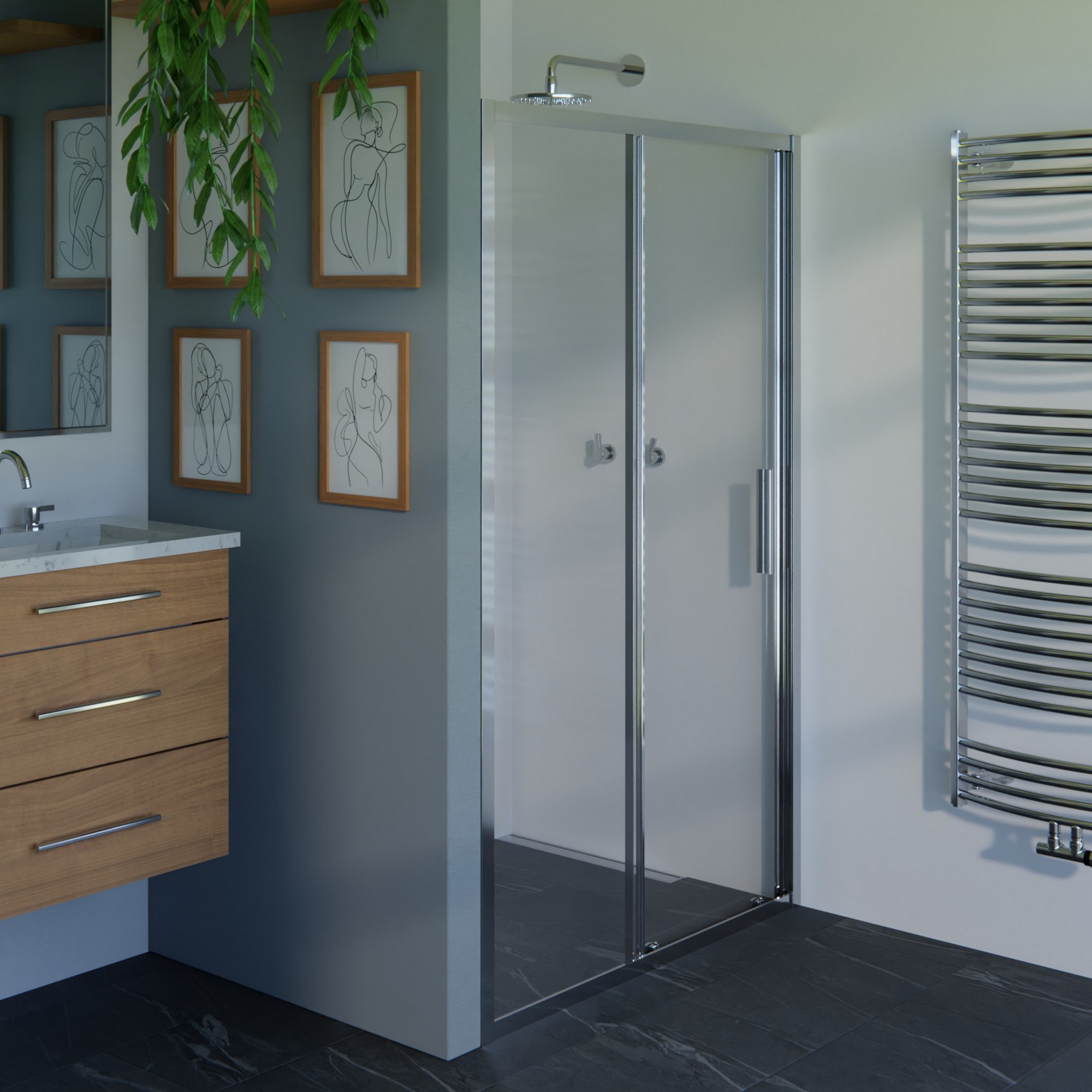 Levně Dveře sprchové WECCO 1200 mm leštěný hliník/čiré sklo