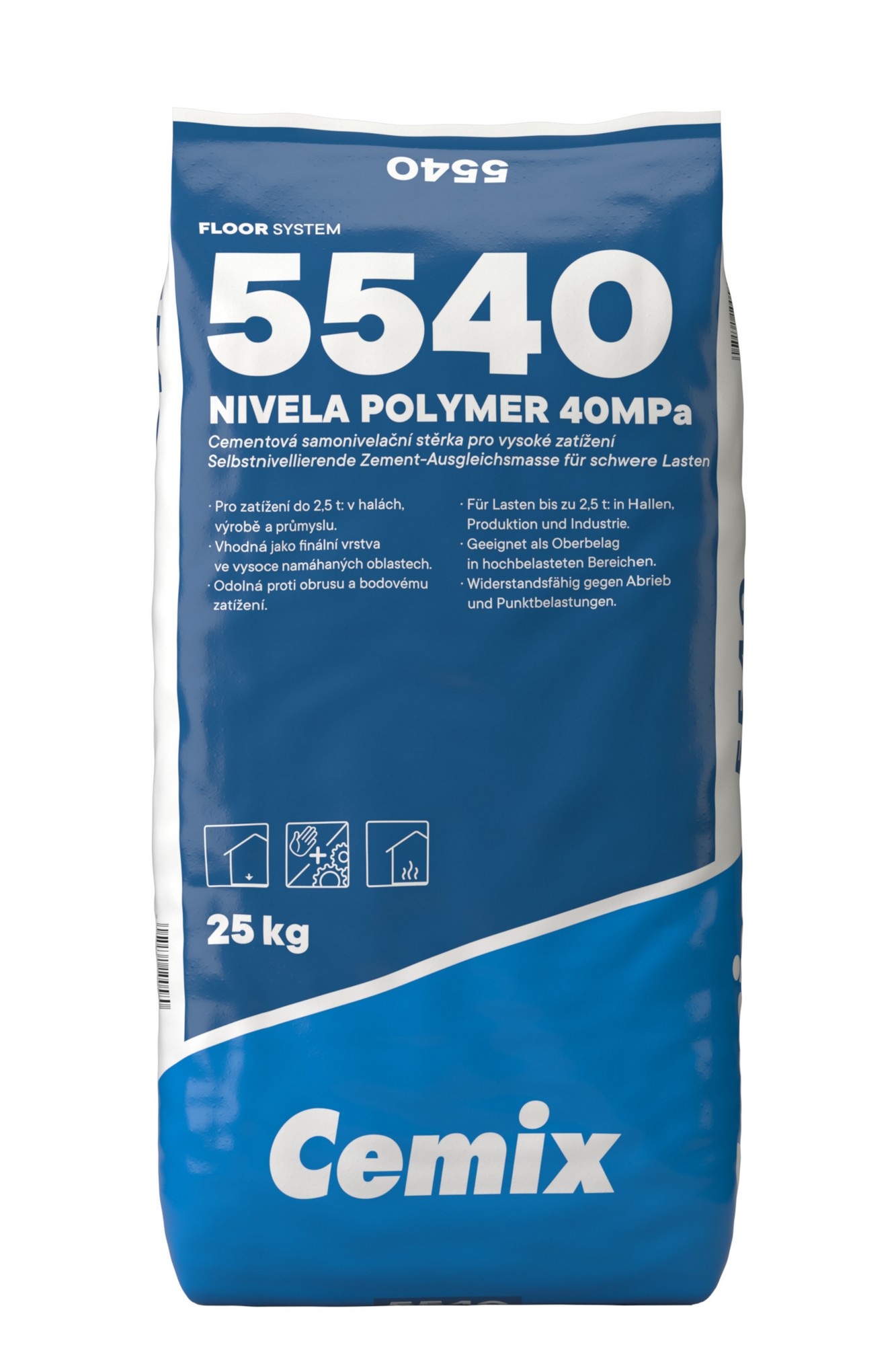 Stěrka samonivelační 40 MPa Cemix 5540 Nivela Polymer 25 kg