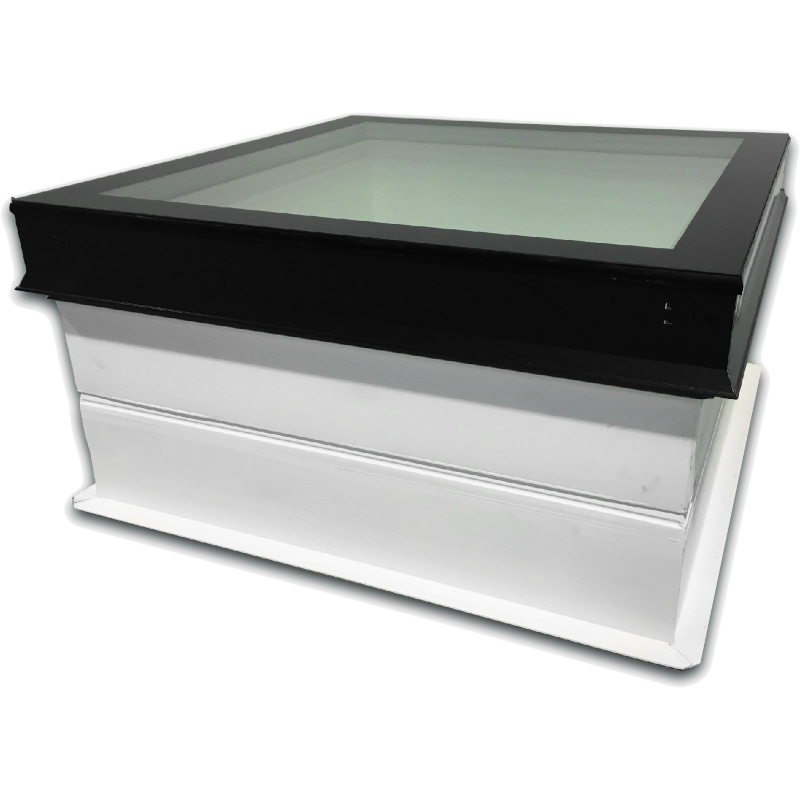 Světlík plochý fixní DEKLIGHT NO FRAME/RAL 7021 FIX trojsklo manžeta 15 cm 60×90 cm