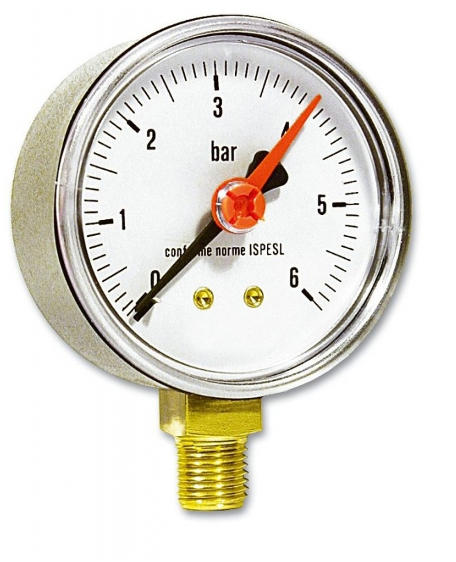 Manometr spodní 100 mm 1/2" 0–10 bar