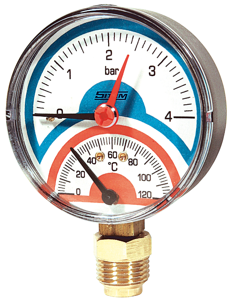 Termomanometr 1/2" spodní DN 80 / 0-6 bar / 0-120°C