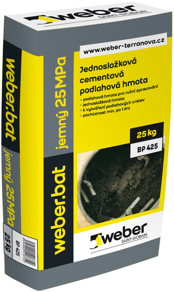 Potěr cementový jemný 25 MPa weberbat 25 kg