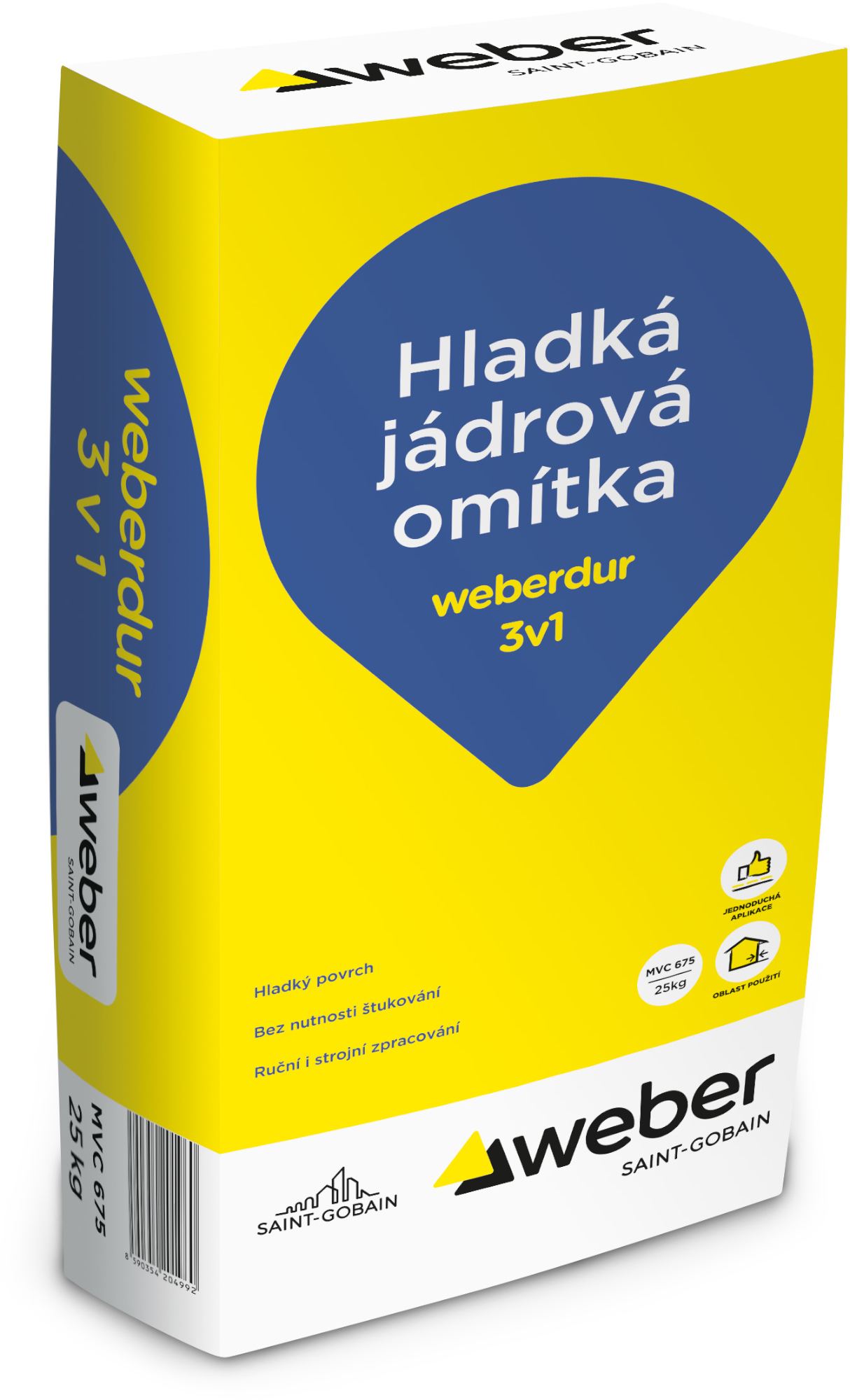 Omítka jádrová hladká weberdur 3v1 25 kg