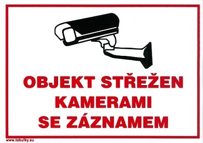 Samolepka Objekt střežen kamerami se záznamem 210×150 mm