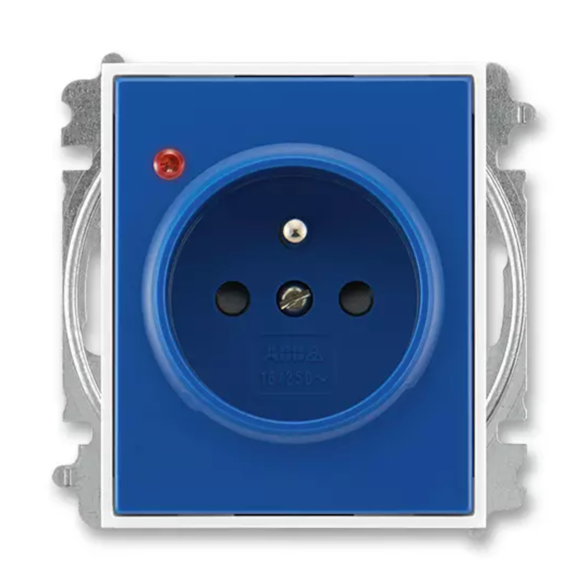 Zásuvka 230 V jednonásobná ABB Time/Element IP 40 s optickou signalizací modrá/bílá