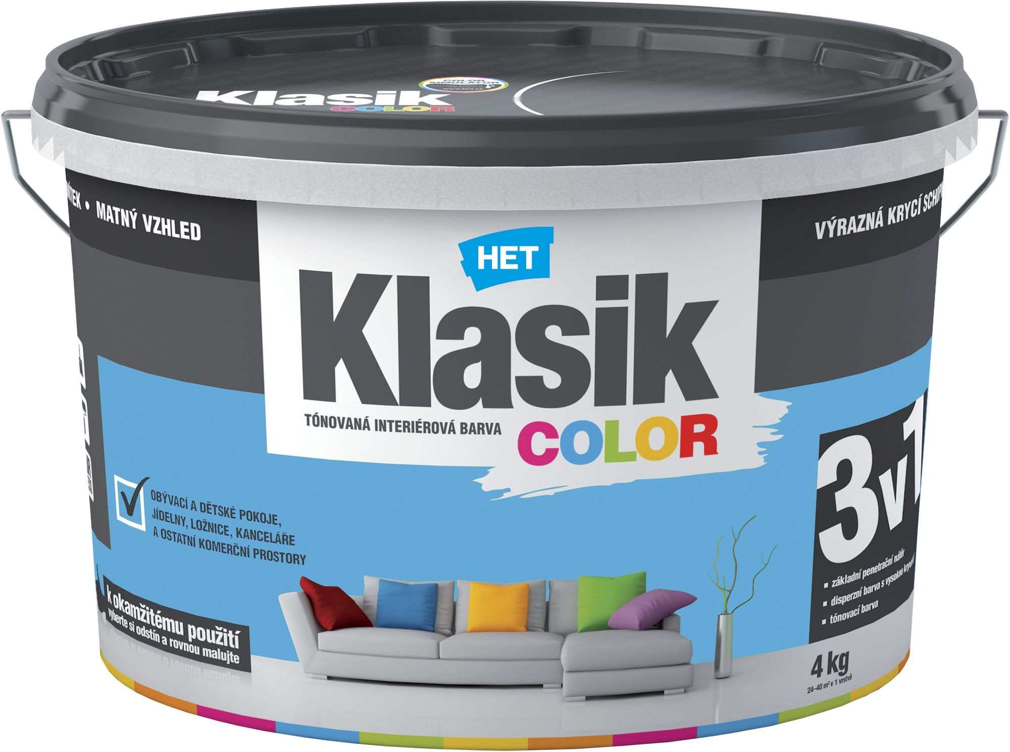 Malba interiérová HET Klasik Color modrý azurový 4 kg