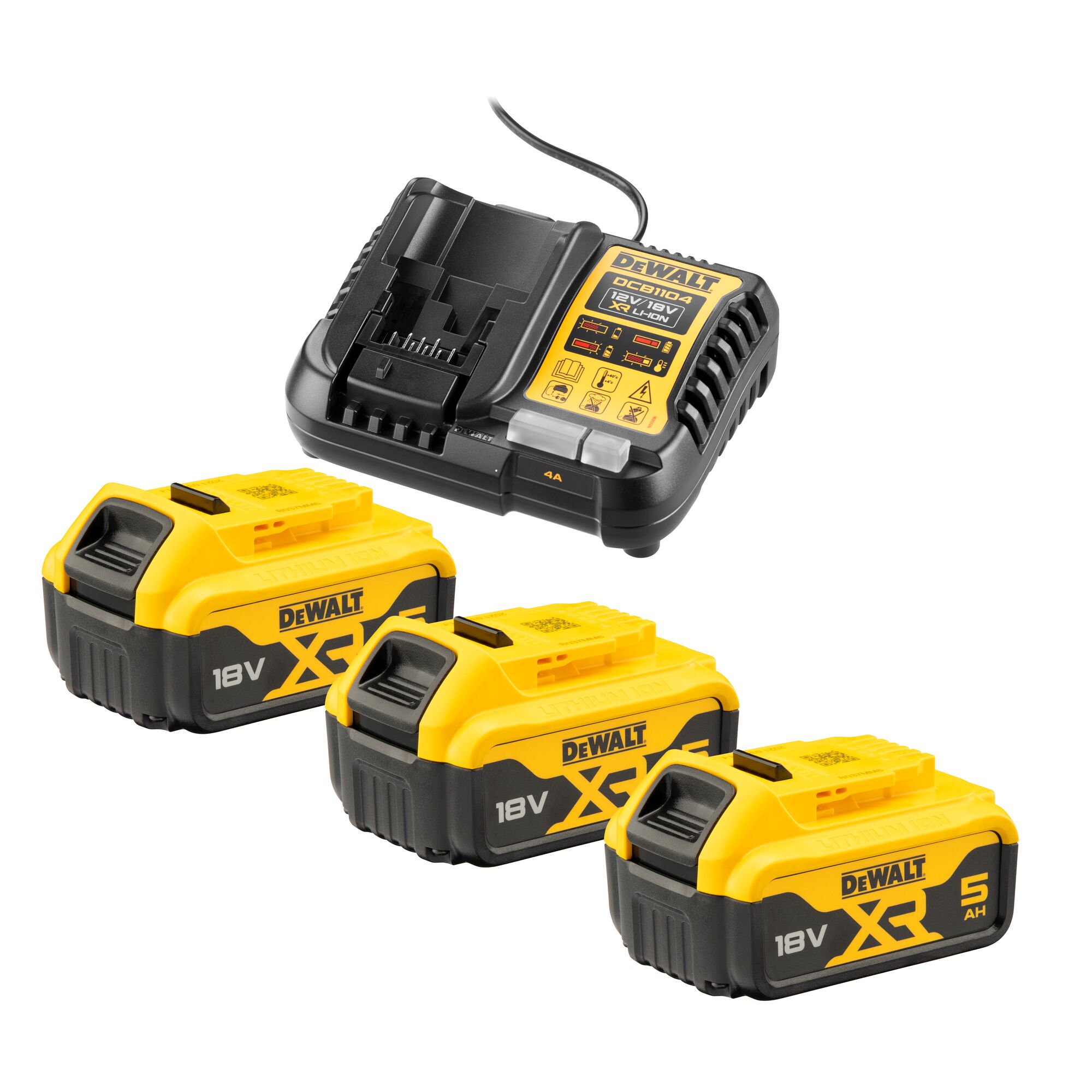 Akumulátory + nabíječka DeWALT DCB1104P3