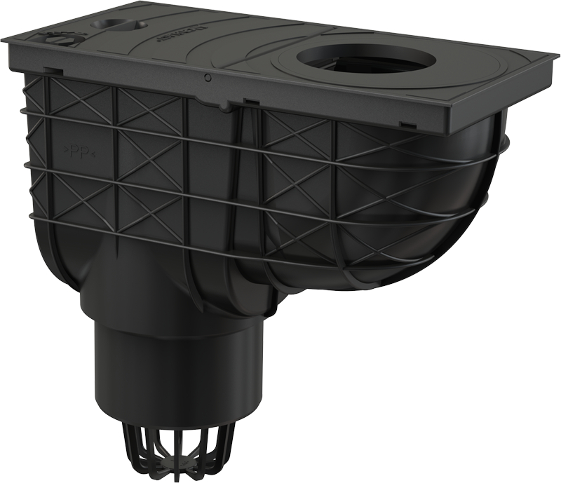 Lapač střešních splavenin DEK spodní DN 100 - černá