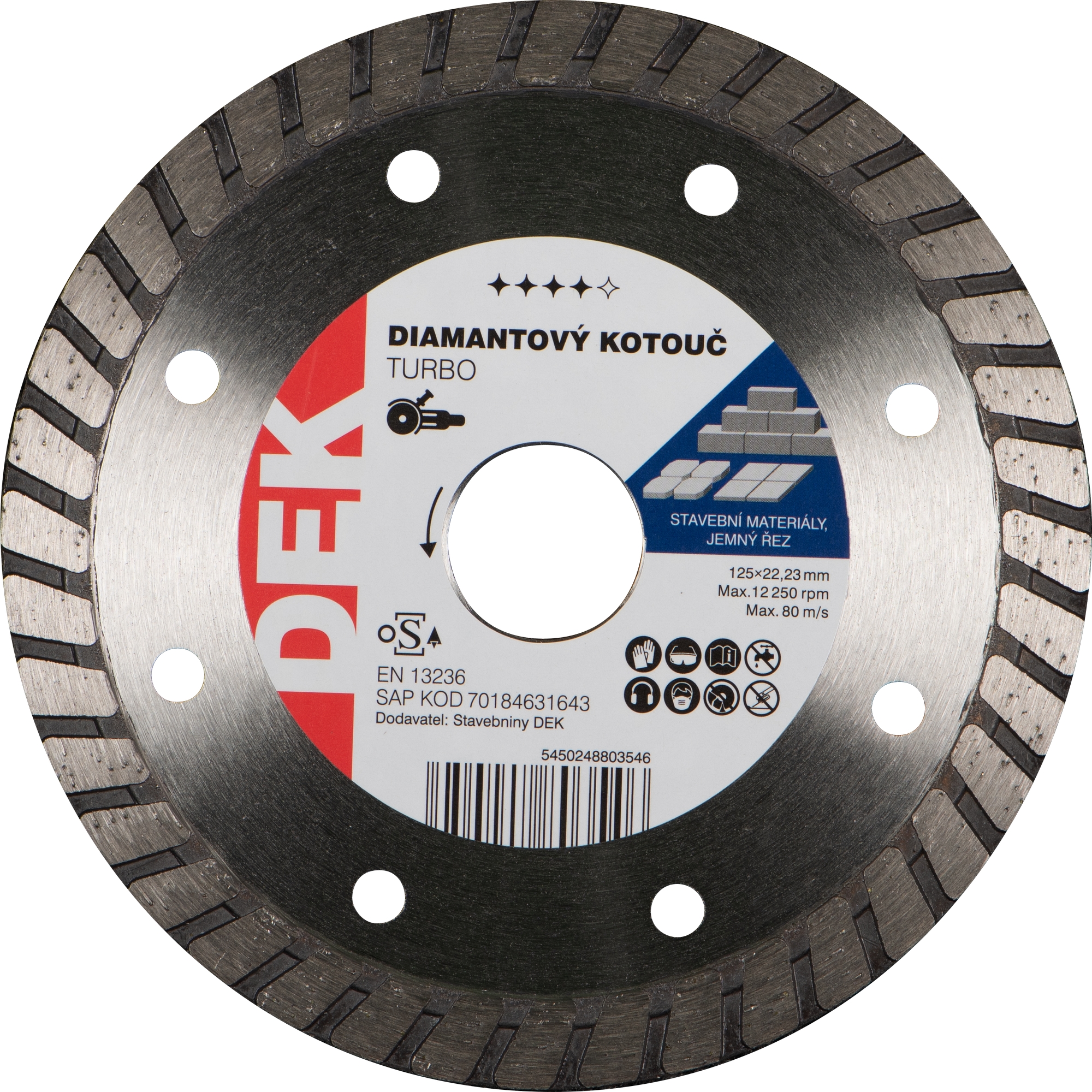 Kotouč řezný DIA DEK TURBO 125×22,23 mm