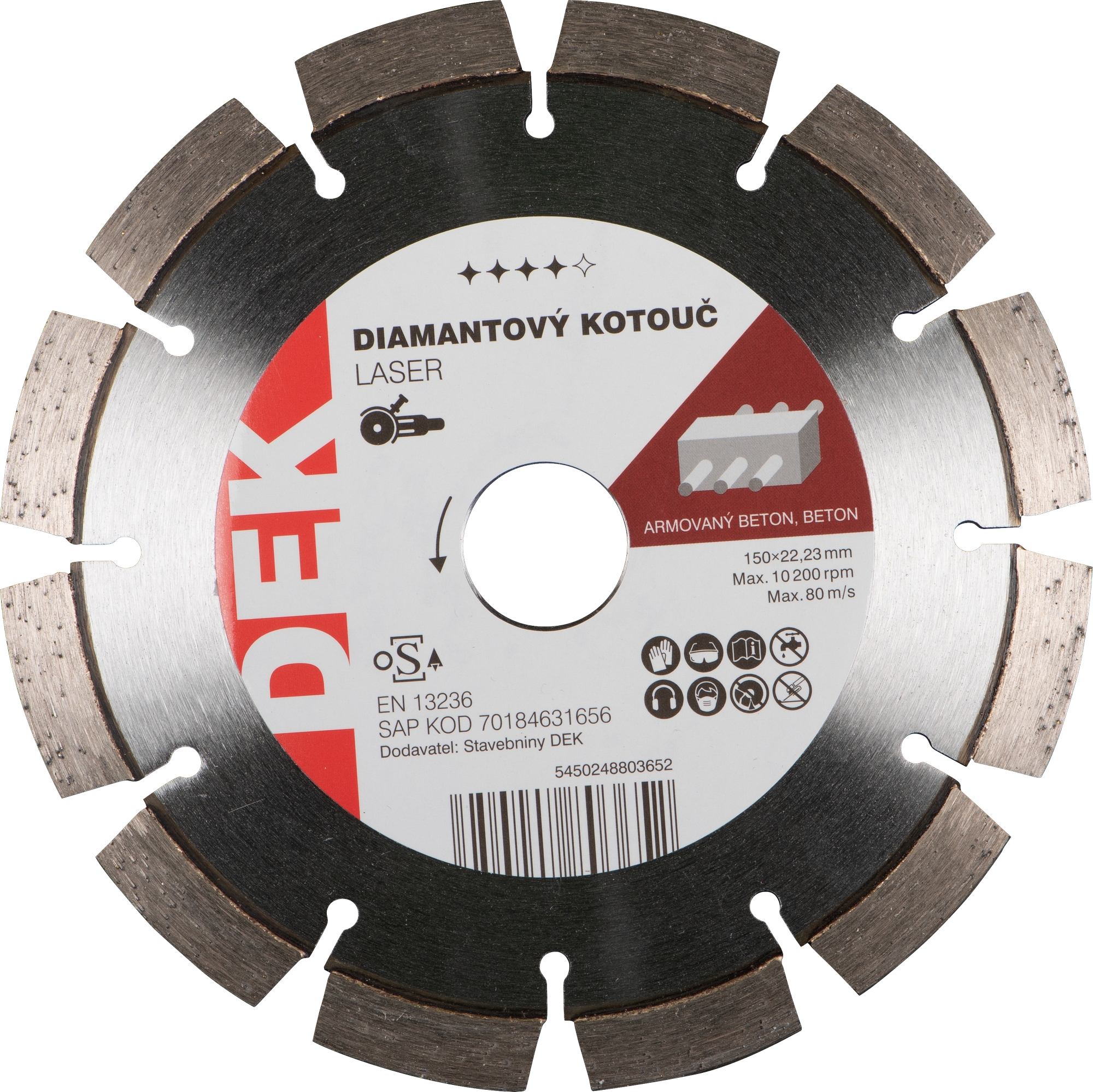 Kotouč řezný DIA DEK LASER RED 150×22,23 mm