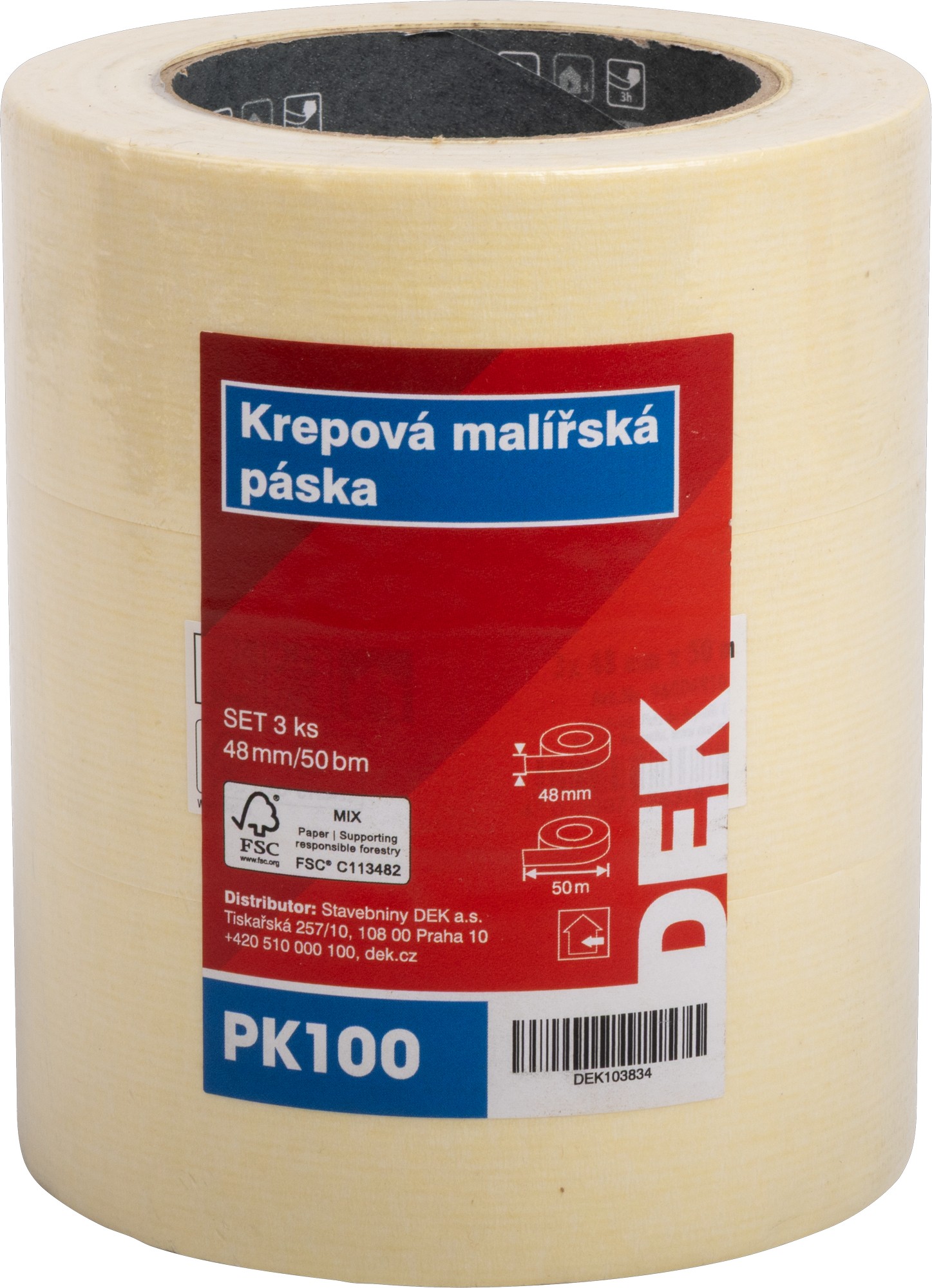 Páska maskovací krepová DEK 48 mm/50 m 3 ks