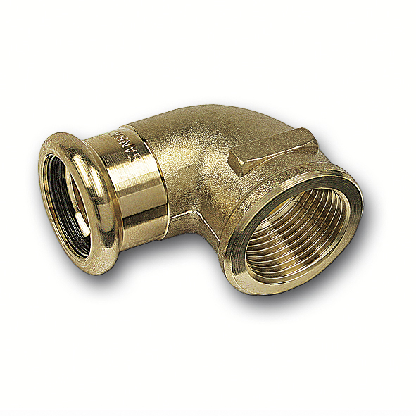 Koleno 90° lisovací Sanha Cu Purapress 8090G 15×1/2" vnitřní závit