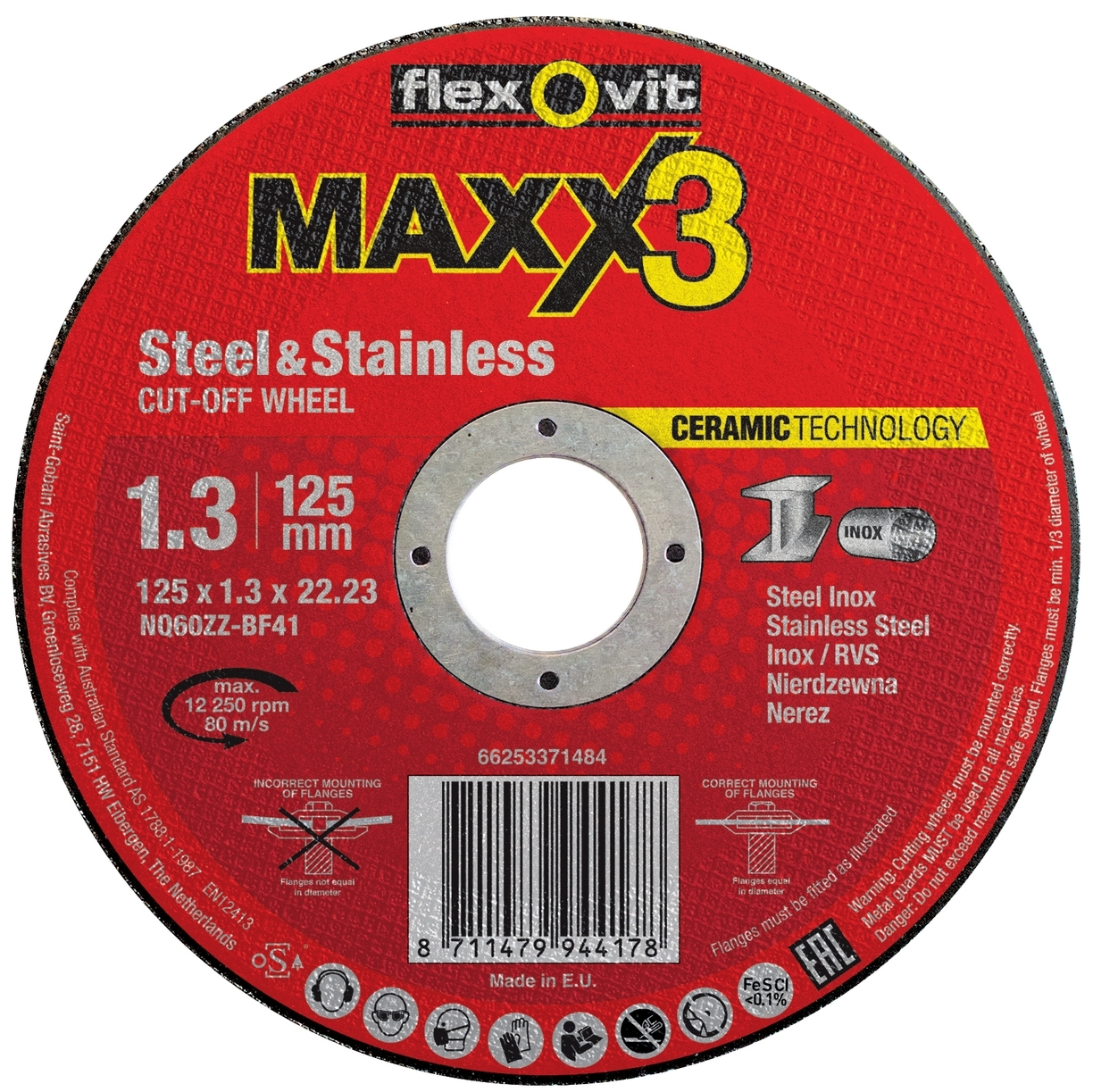 Kotouč řezný Flexovit Maxx3 NQ60ZZ-T41 125×22,23 mm