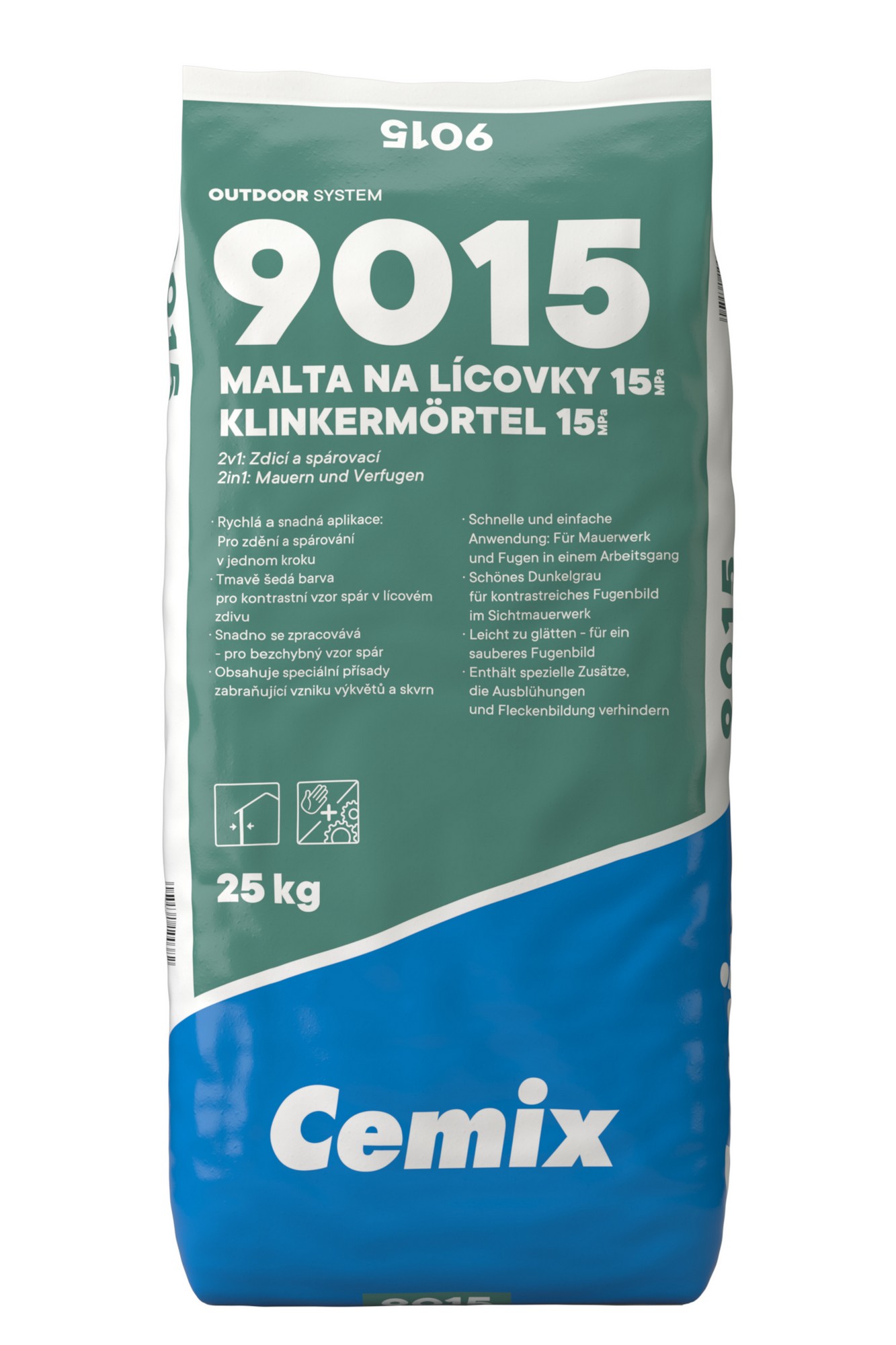 Malta zdicí a spárovací pro lícové zdivo 15 MPa Cemix 9015 25 kg