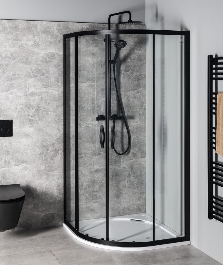 Kout sprchový Gelco Sigma Simply Black 800×800 mm černá/čiré sklo R550