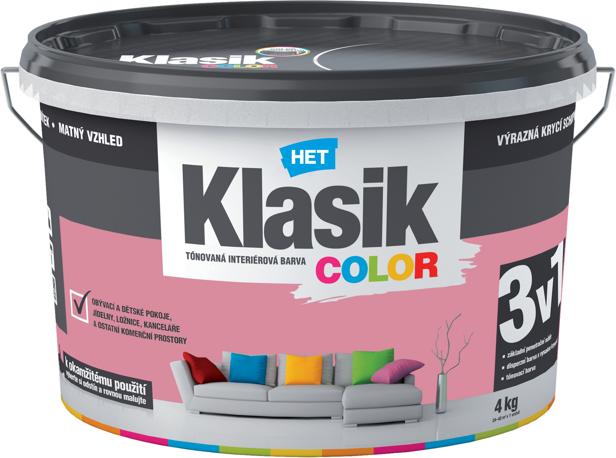 Malba interiérová HET Klasik Color růžový 4 kg