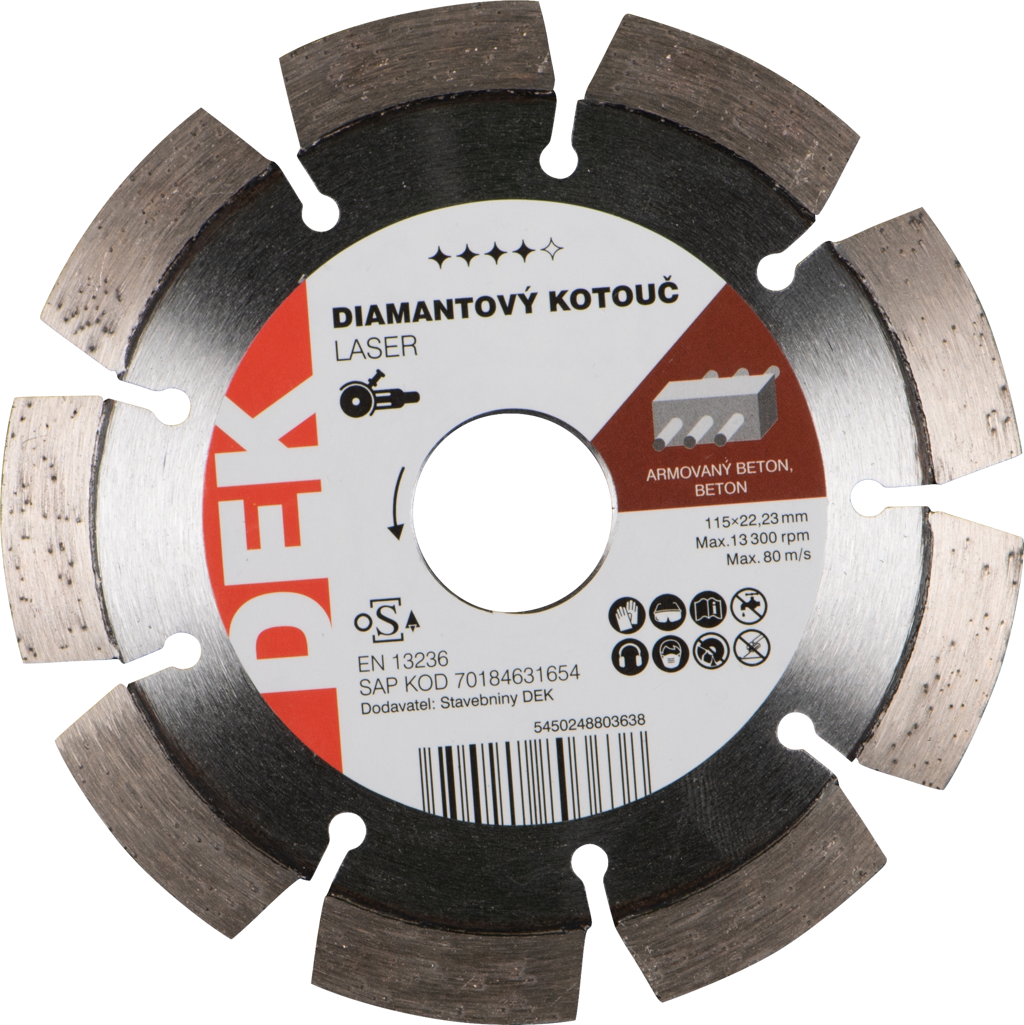 Kotouč řezný DIA DEK LASER RED 115×22,23 mm