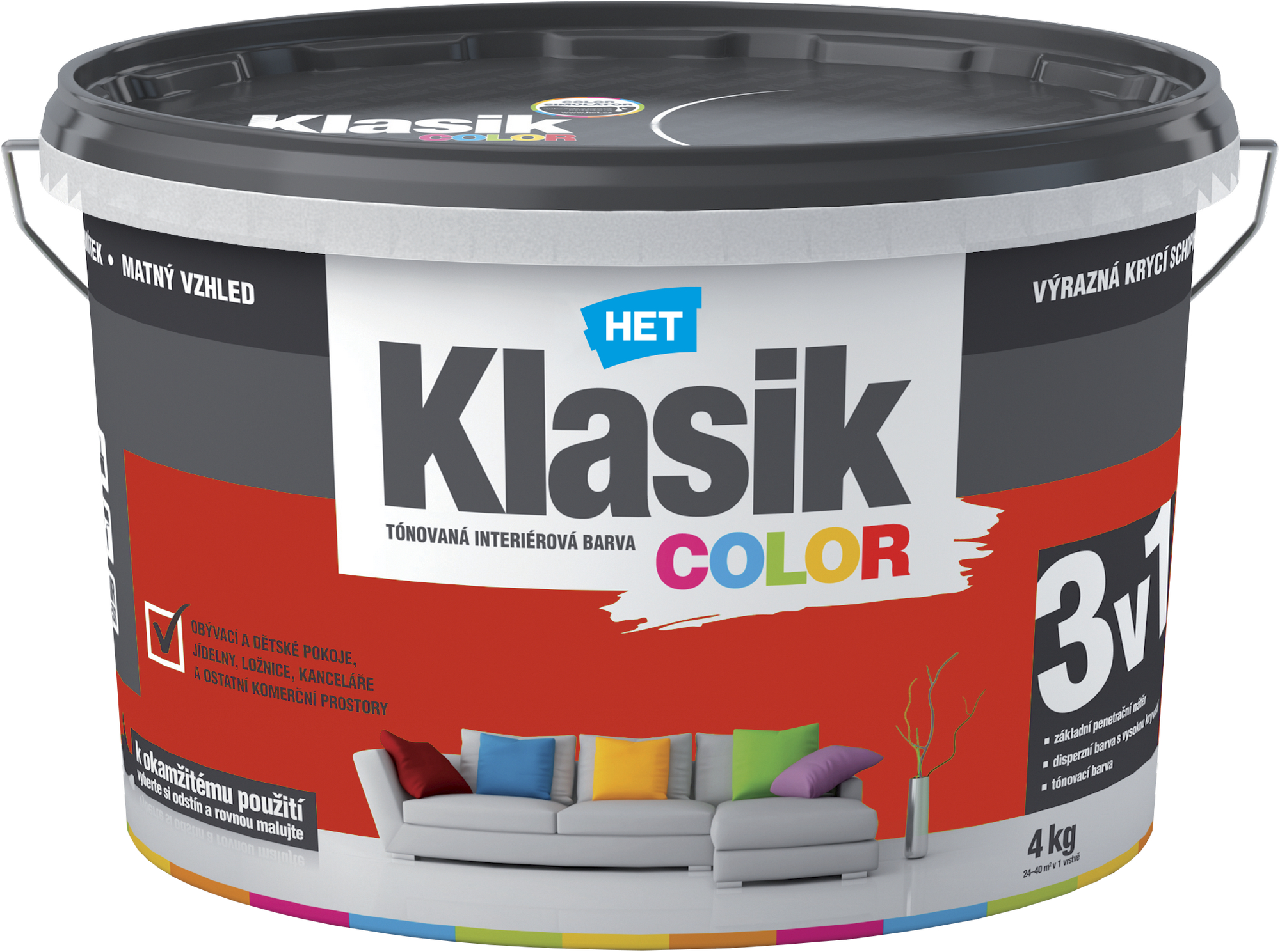 Malba interiérová HET Klasik Color červený brusinkový 4 kg