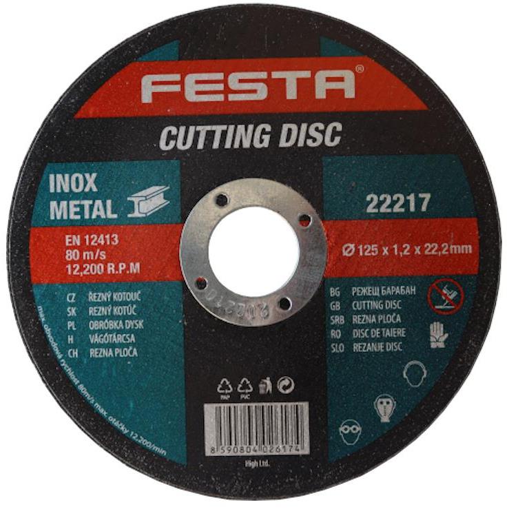 Kotouč řezný korundový Festa Inox Metal 125×22,23×1,2 mm