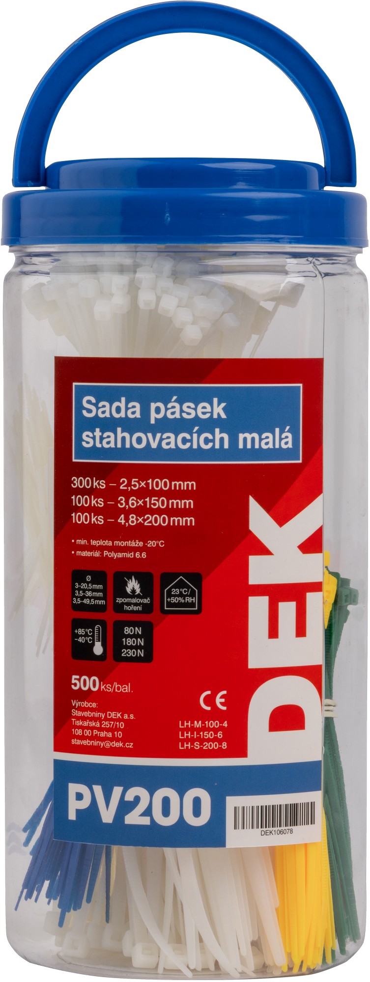 Páska stahovací sada DEK PV200 mix barev 500 ks