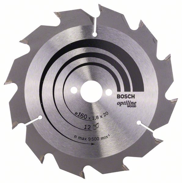 Kotouč pilový Bosch Optiline Wood 160×20/16×1,8 mm 12 z.