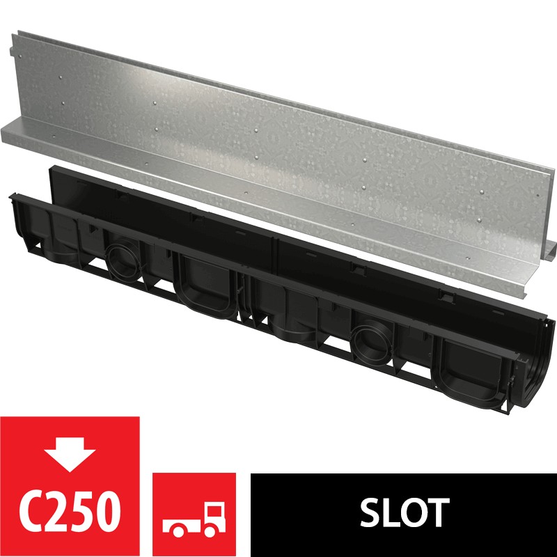 Žlab venkovní štěrbinový Alca AVZ101-R124 se symetrickým nástavcem 160 mm, pozink