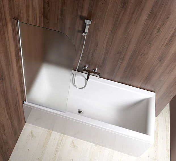 Zástěna vanová Aqualine Vilma 600 mm levá leštěný hliník/brick sklo