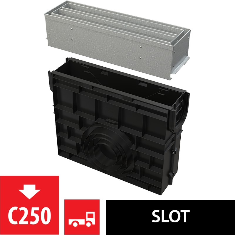 Vpust venkovní štěrbinová Alca AVZ101R-R123R se symetrickým revizním nástavcem 100 mm, pozink