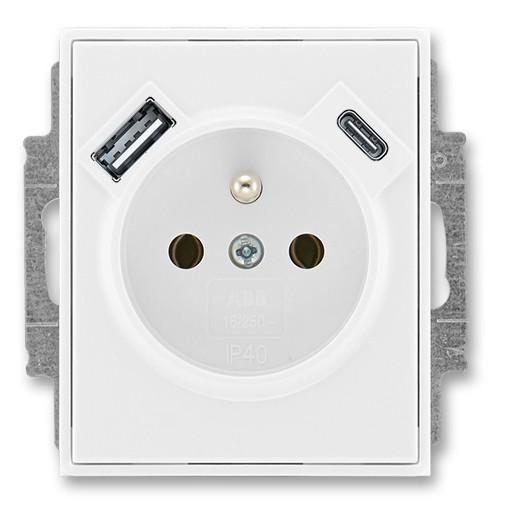 ROZBALENO Zásuvka 1nás clonky+USB-A, USB-C ELEMENT b./b. ABB