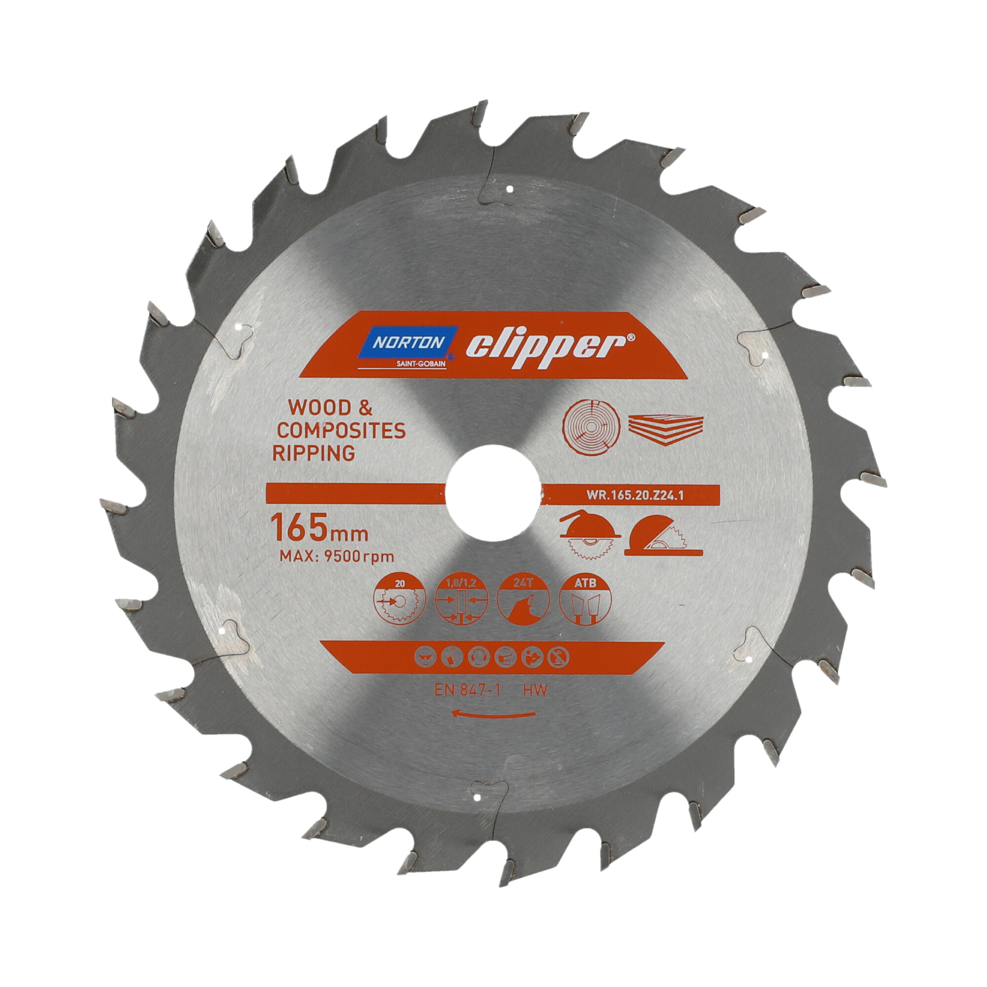 Kotouč pilový na dřevo Norton Clipper TCT 165×20 mm 24 z.