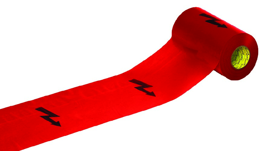 Fólie výstražná rudá s bleskem š. 220 mm 100 m