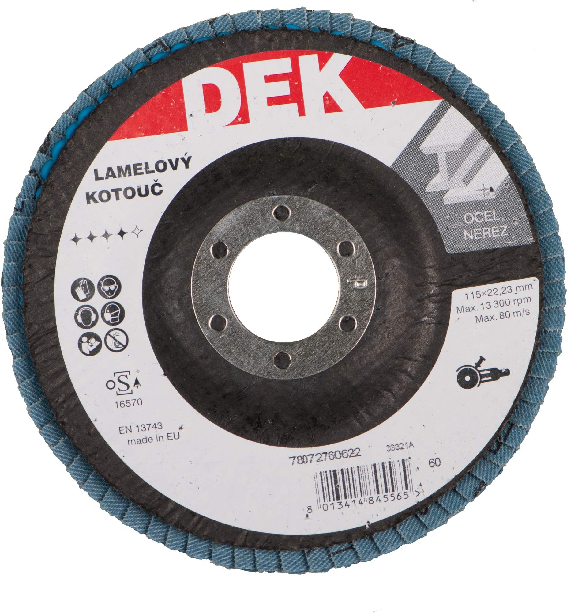 Kotouč brusný lamelový DEK 115×22,23 mm 60