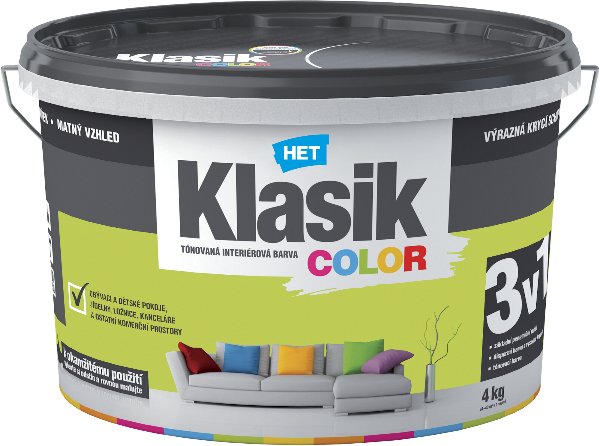 Malba interiérová HET Klasik Color zelený limetkový 4 kg