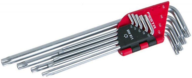 Sada prodloužených torx klíčů Festa 1,5–10 mm 9 ks