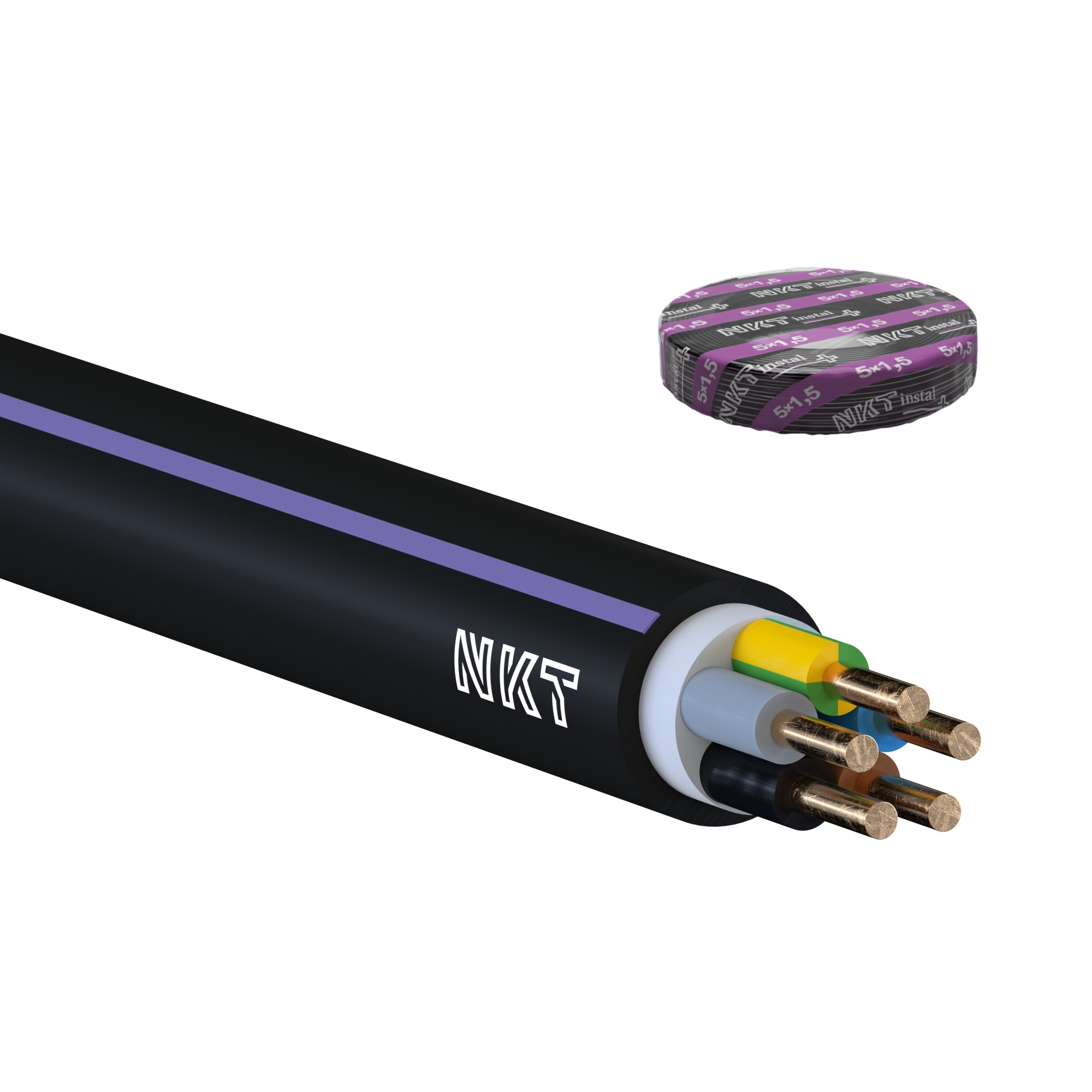 Kabel CYKY-J 5× 1,5 RE 100 m/bal.