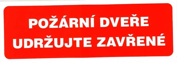 Samolepka Požární dveře,udržujte zavřené 210×80 mm