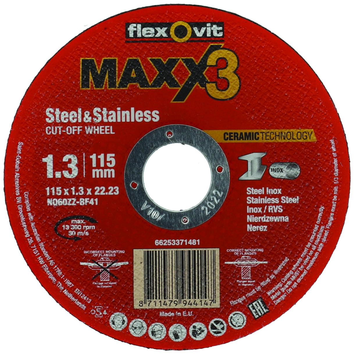 Kotouč řezný Flexovit Maxx3 NQ60ZZ-T41 115×22,23 mm