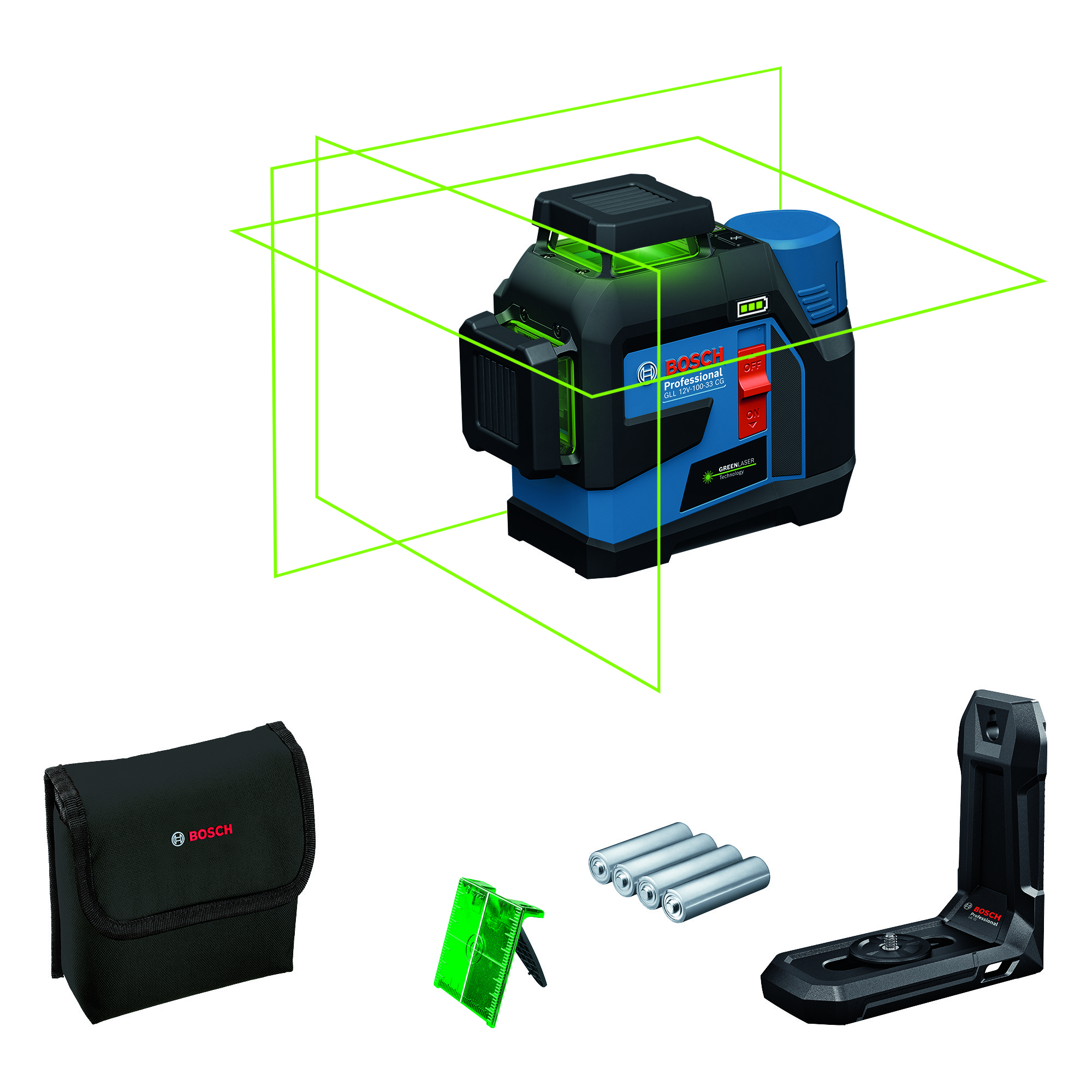 Levně Laser stavební Bosch GLL 12V-100-33 CG + LB10 + AA1