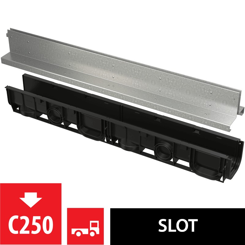 Žlab venkovní štěrbinový Alca AVZ101-R123 se symetrickým nástavcem 100 mm, pozink
