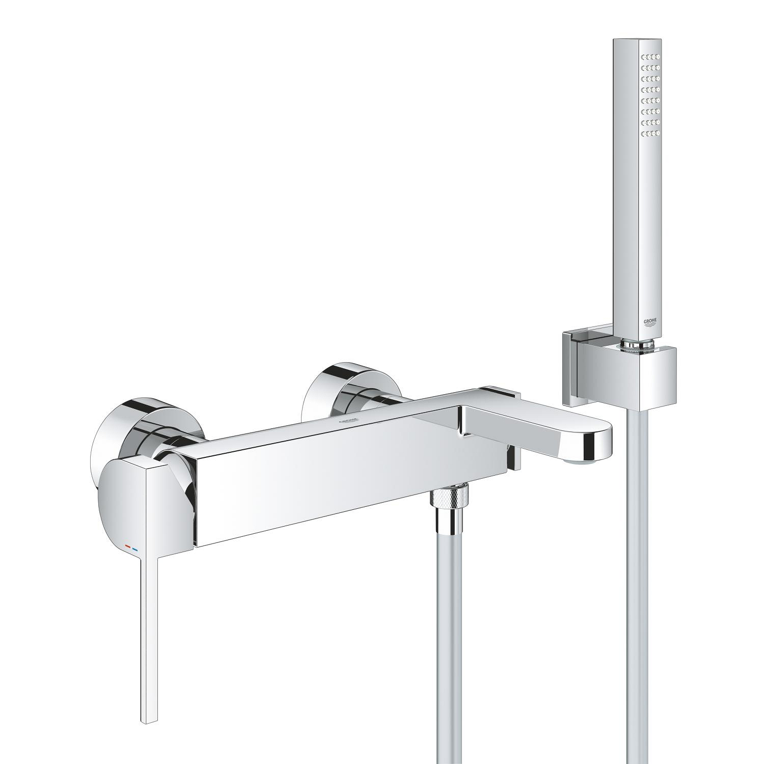 Baterie vanová nástěnná Grohe Plus chrom s přepínačem a sprchovým setem 33547003