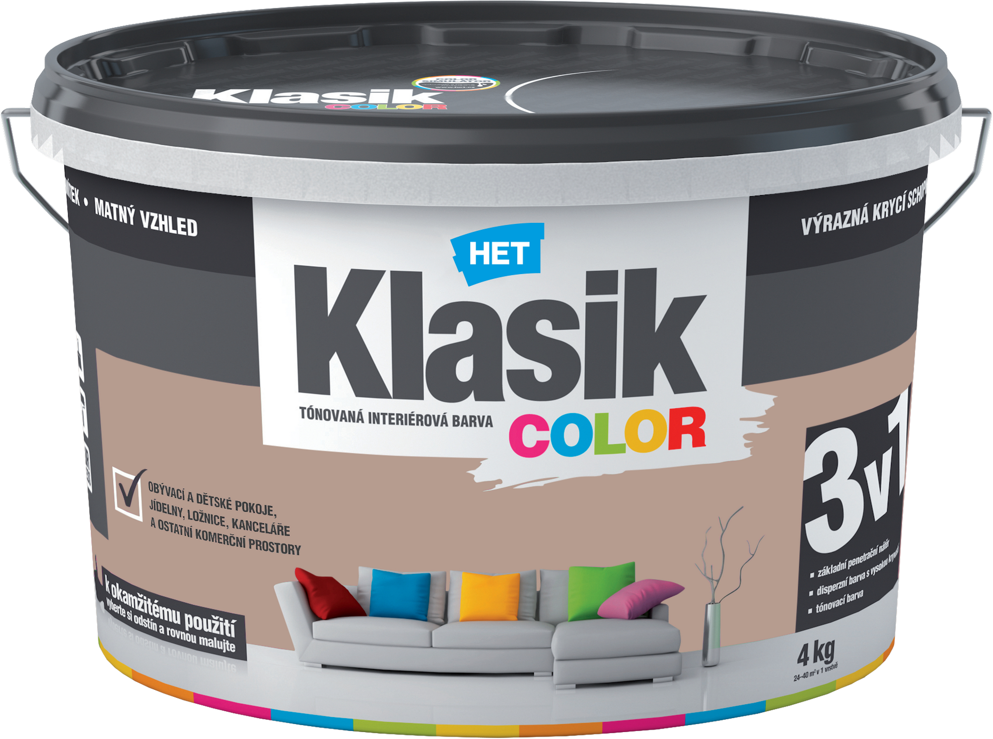 Malba interiérová HET Klasik Color hnědý ořechový 4 kg