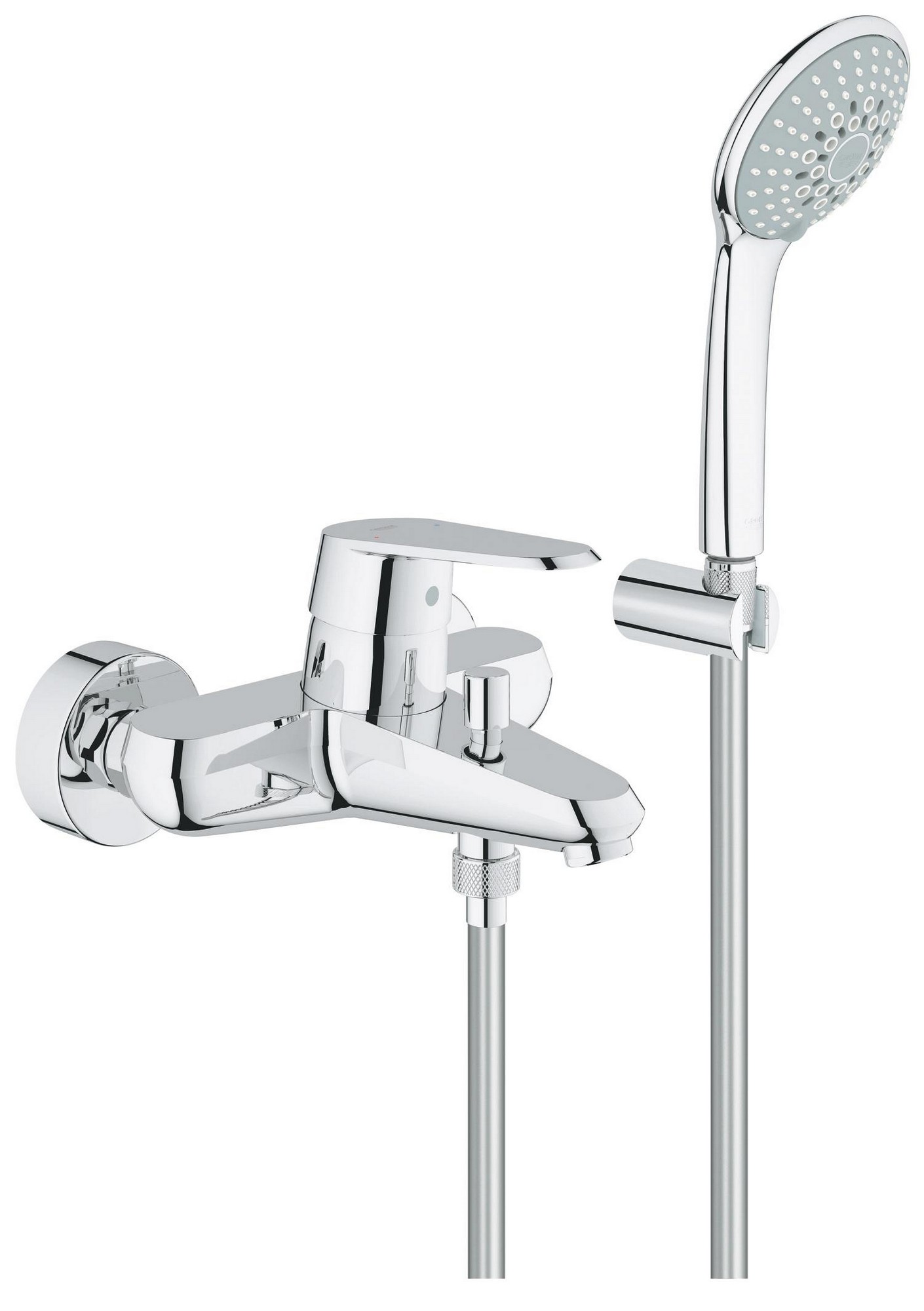 Baterie vanová nástěnná Grohe Eurodisc 150 mm chrom s přepínačem a sprchovým setem 33395002